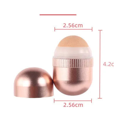 Volcanic stone oil absorbing roller with aluminium alloy and plastic handle for facial oil control, shown in black, pink, or red.