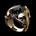 Geometric pattern men's wide face ring with silver electroplated finish and imitation gem ornament