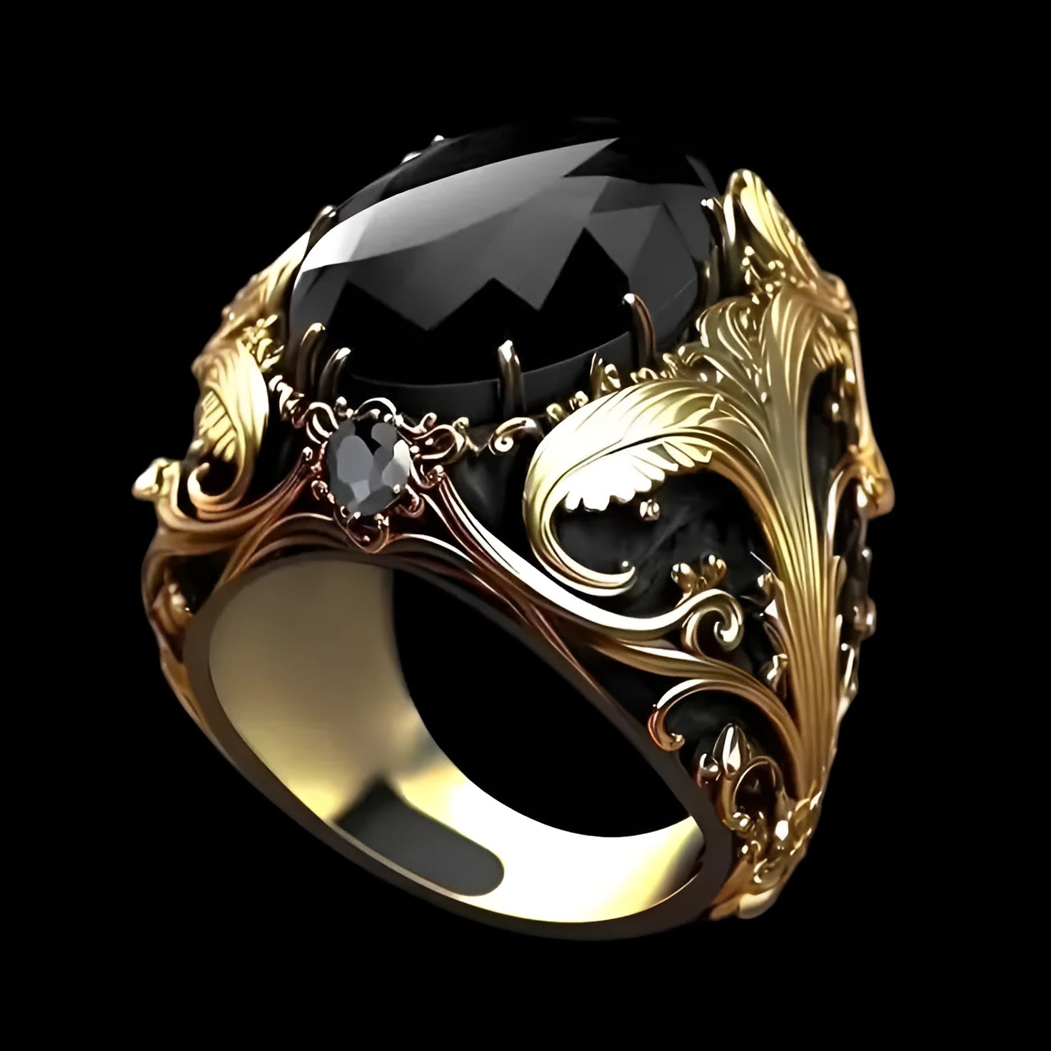 Geometric pattern men's wide face ring with silver electroplated finish and imitation gem ornament