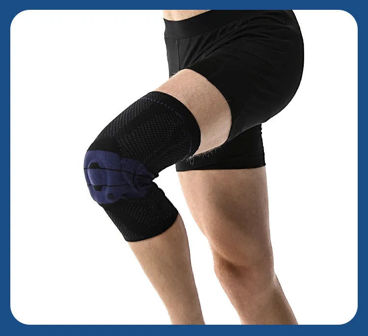 Sports knee pads in black and blue or grey and blue colours for basketball and running protection