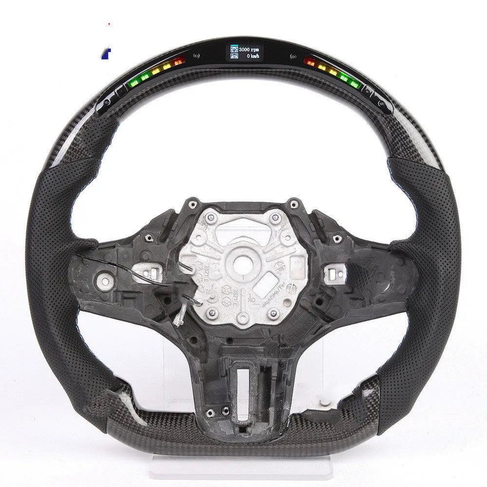 Black carbon fiber intelligent LED sports steering wheel for BMW X3 X5 2019 530i M Sport heating version