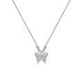 Silver butterfly necklace with square line opal detail on cross chain