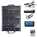 Black 40W single crystal solar folding bag panel measuring 425x285x8mm for outdoor camping and emergency charging