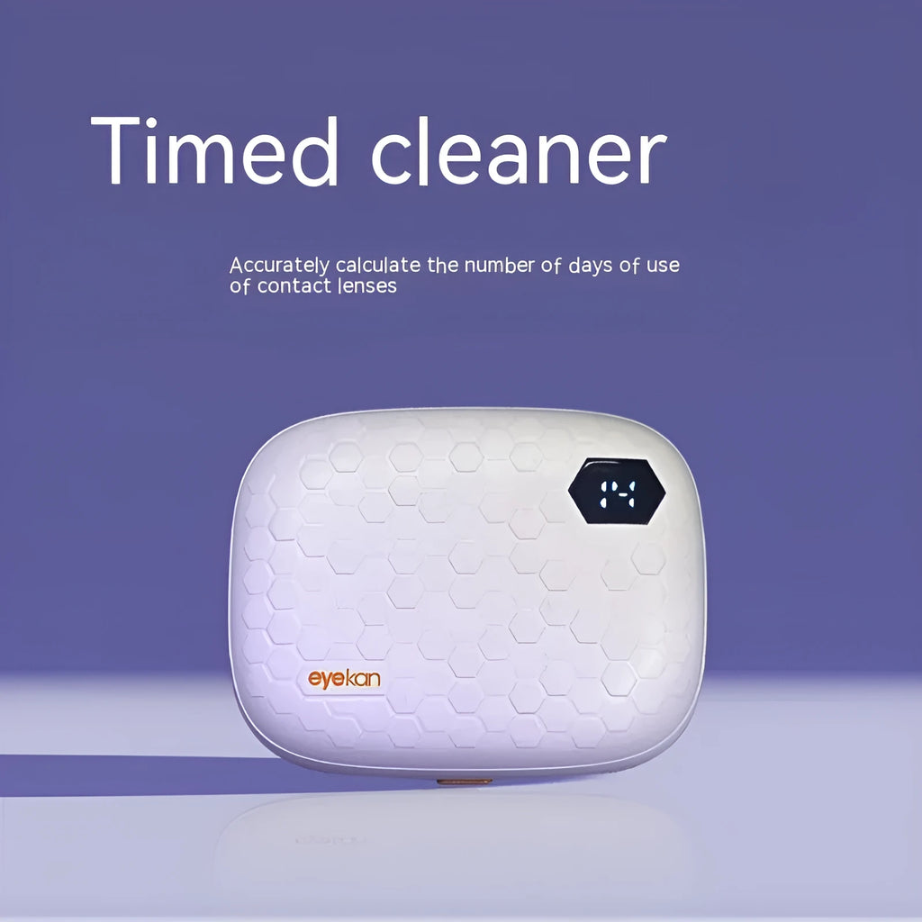 Electric ultrasonic cleaning machine body for invisible glasses in plastic with 85x65x30mm dimensions available in Pearl White Blue and Pink