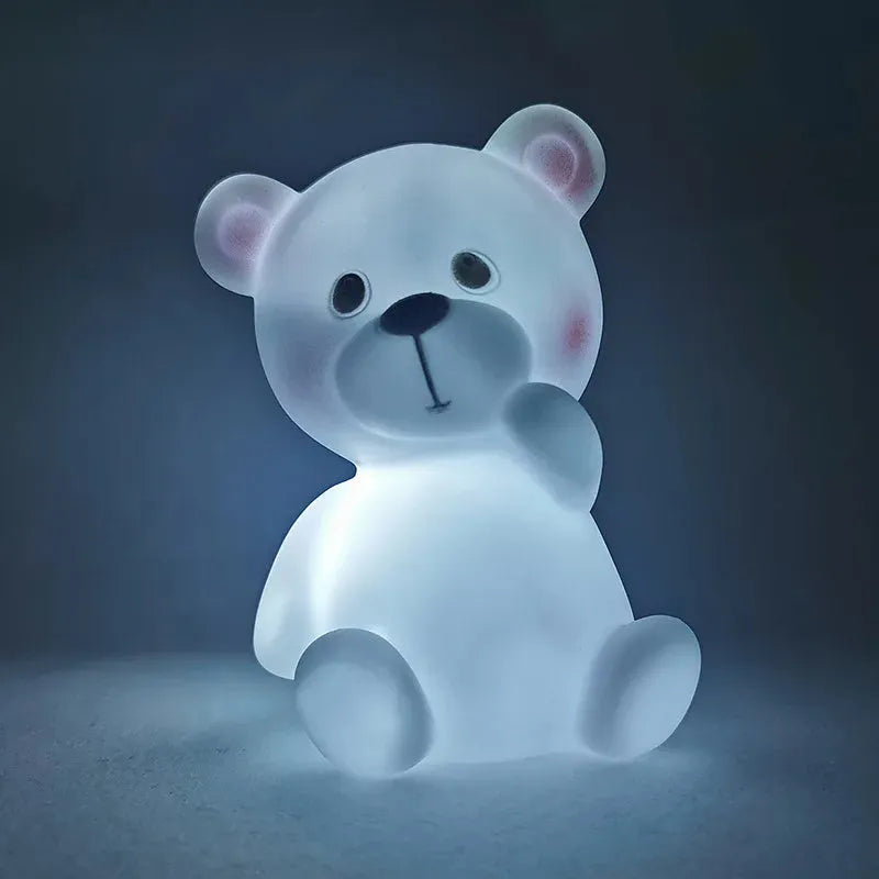 Cartoon enamel LED bedside lamp in Cloud Blue, 12x8x8cm, for children's room decoration