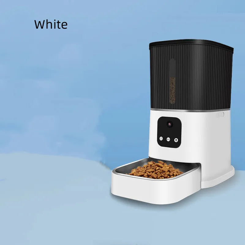3L automatic pet feeder with voice and video, ABS and 304 stainless steel, black or white, for cats and dogs