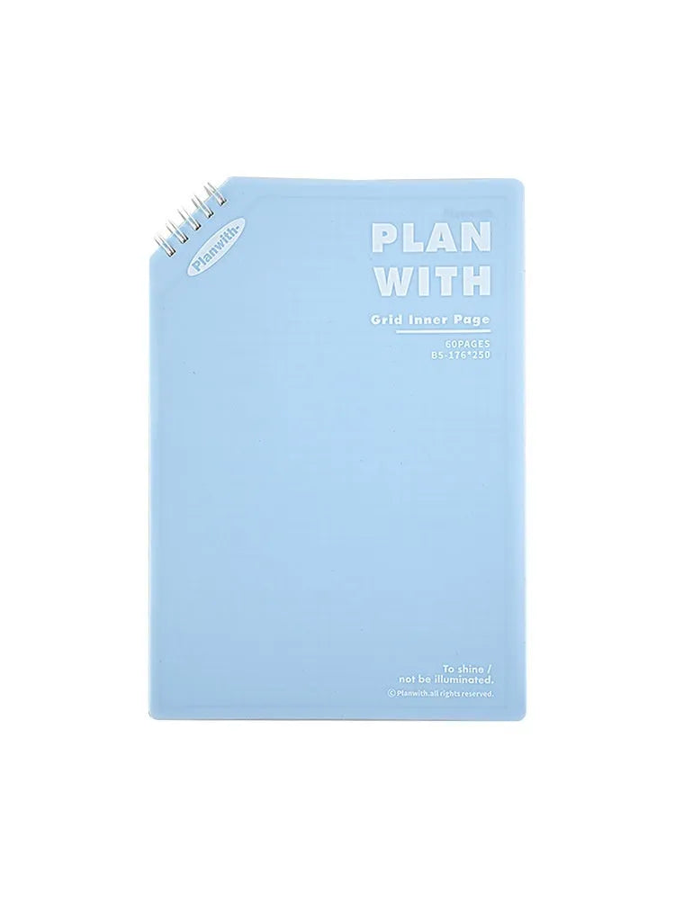 Oblique angle salt series notebook in A5 or B5 size with choice of white or plaid blue cover