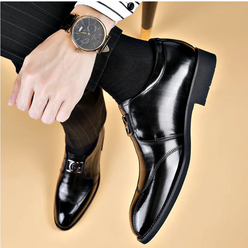 Men's casual lace-up shoes in black and brown, sizes 38-48, side view
