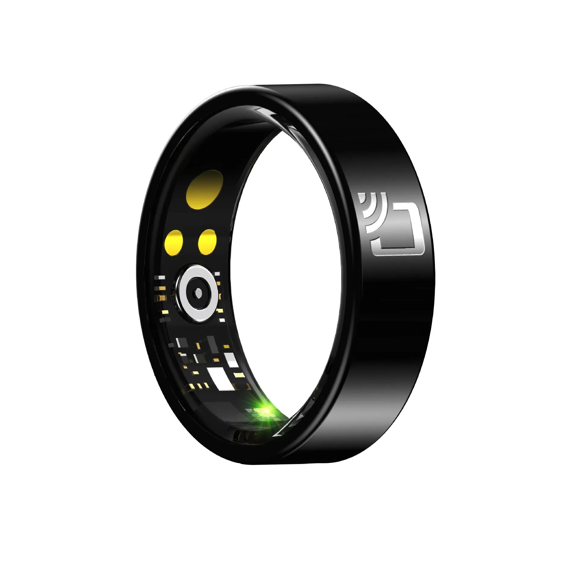 Black ceramic smart ring for health monitoring with heart rate, blood oxygen and sleep tracking