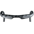 Carbon fibre road bike bent handlebar showing drop design with measurement markings