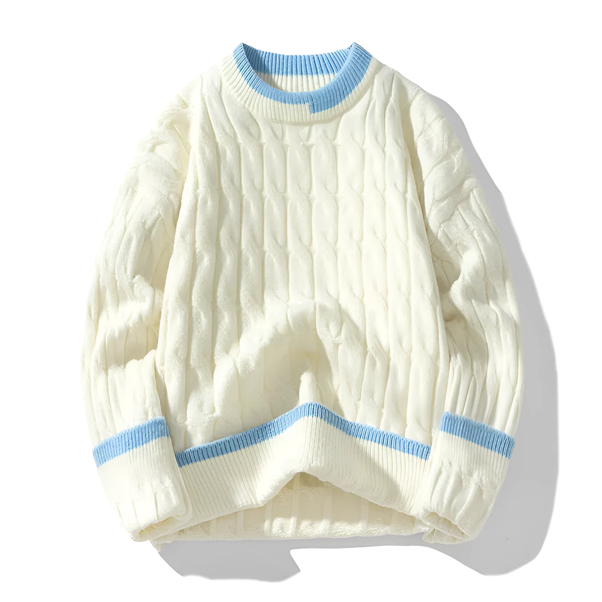Men's loose fit two-piece modal sweater set in light blue for autumn winter