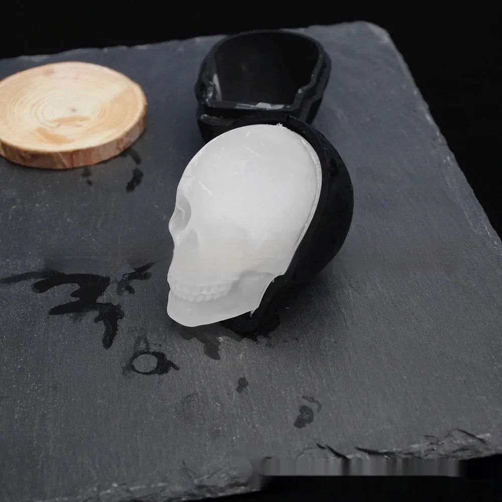 3D Halloween skull ice maker tray made from food grade silicone measuring 5.8x8.5x7cm