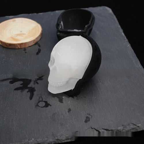 3D Halloween skull ice maker tray made from food grade silicone measuring 5.8x8.5x7cm