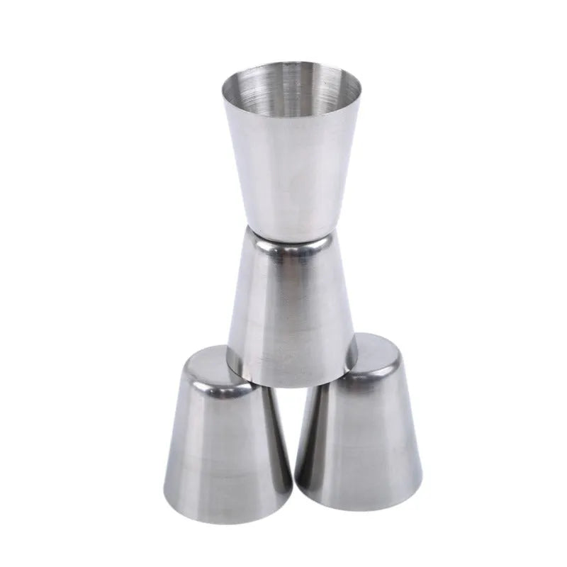 30 ml stainless steel cups with PU leather holder, silver, 4 or 6 cup set