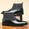 Men's brown retro formal shoes with side zipper and square heel design
