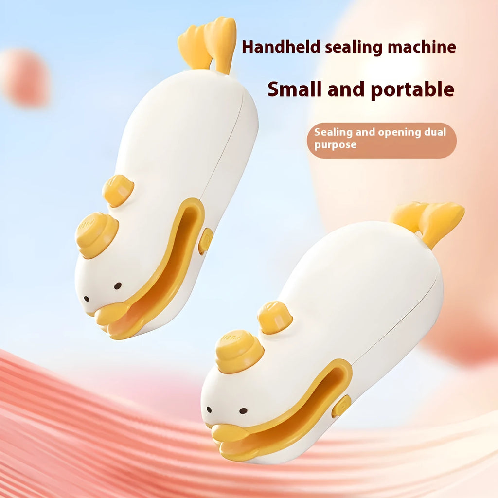 Small yellow duck rechargeable sealing machine with animal jacquard texture and included charging cable