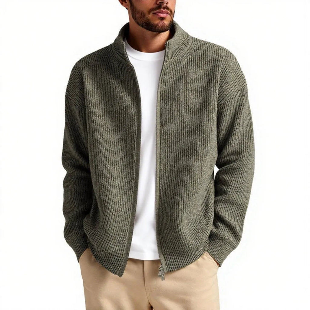 Men's loose fit cardigan sweater coat in chemical fibre blend fabric available in multiple colours
