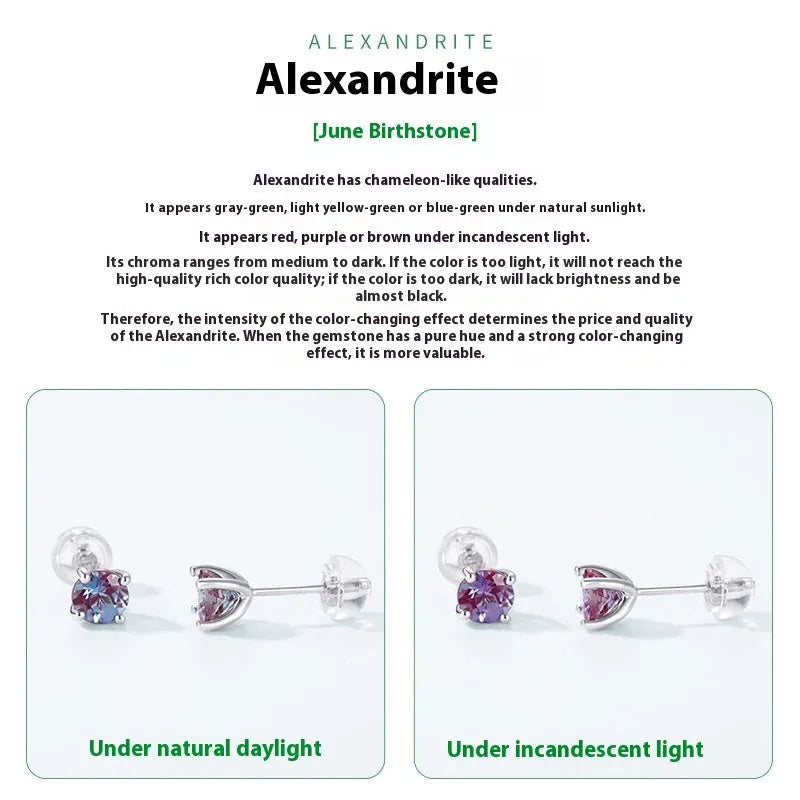 A pair of simple geometric ear studs with a round Alexander stone, made from 925 sterling silver.