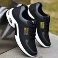 Waterproof synthetic leather casual running shoes with platform sole, lace-up, round toe, available in black breathable or white four seasons