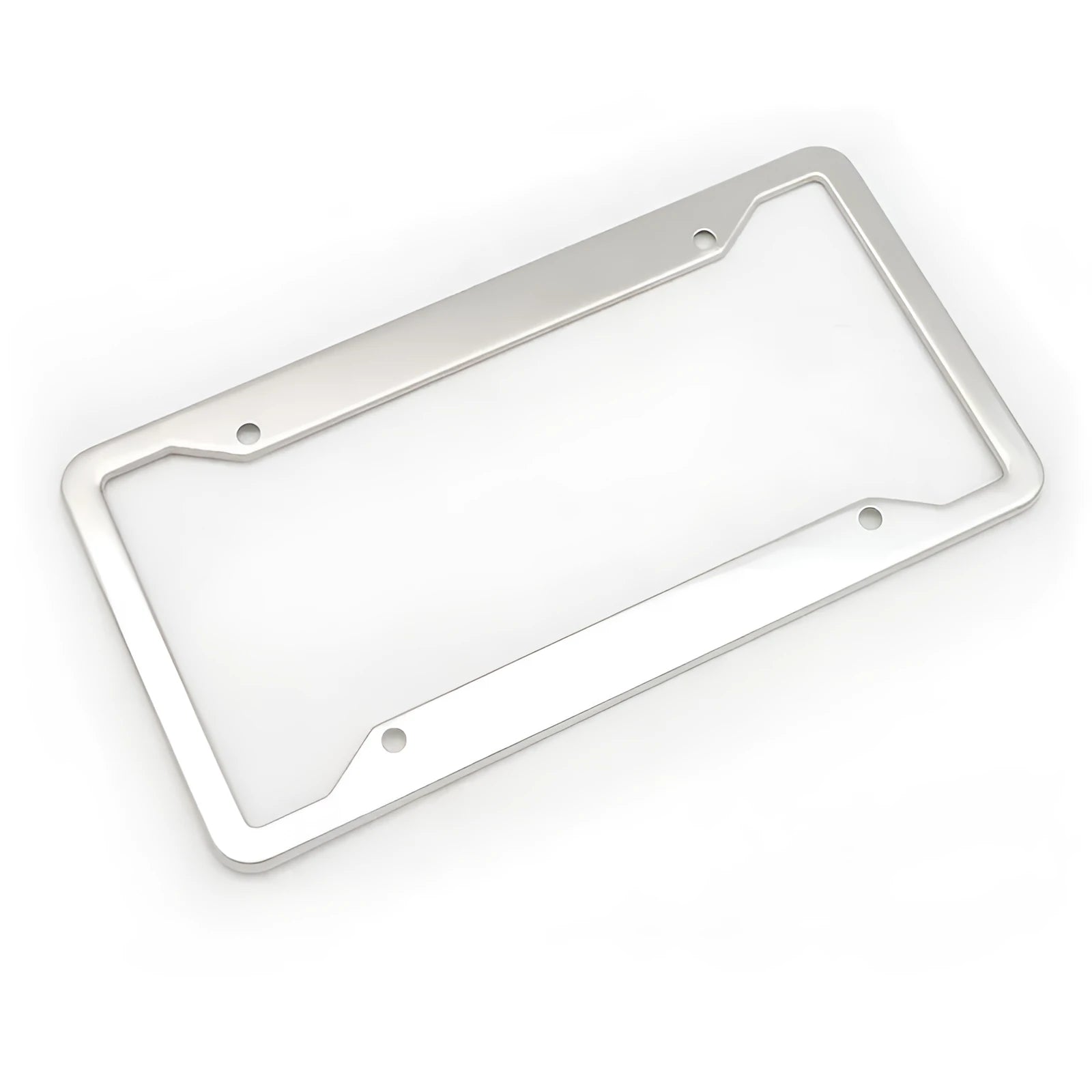 Aluminum alloy license plate frame in four colour options showing dimensions