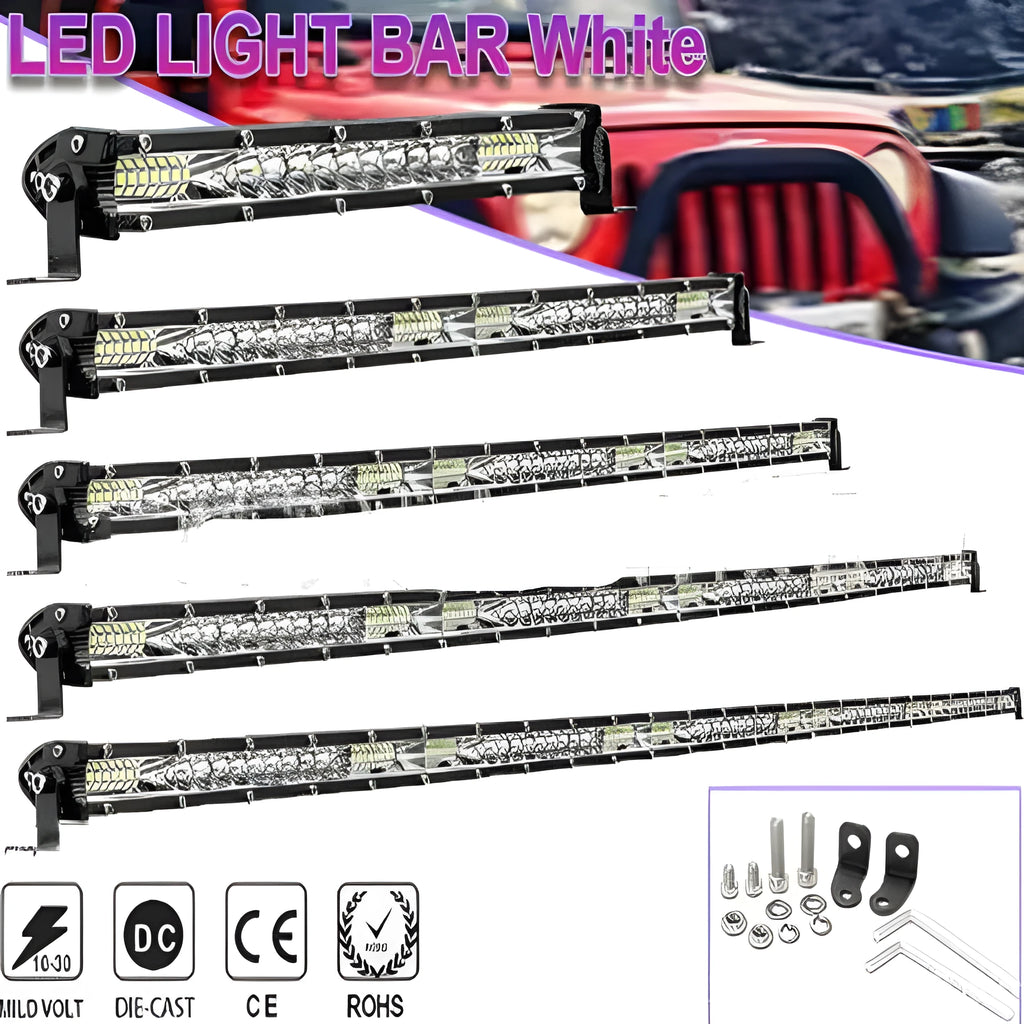Ultra-thin aluminium alloy LED strip light for vehicle front bumper or roof mounting