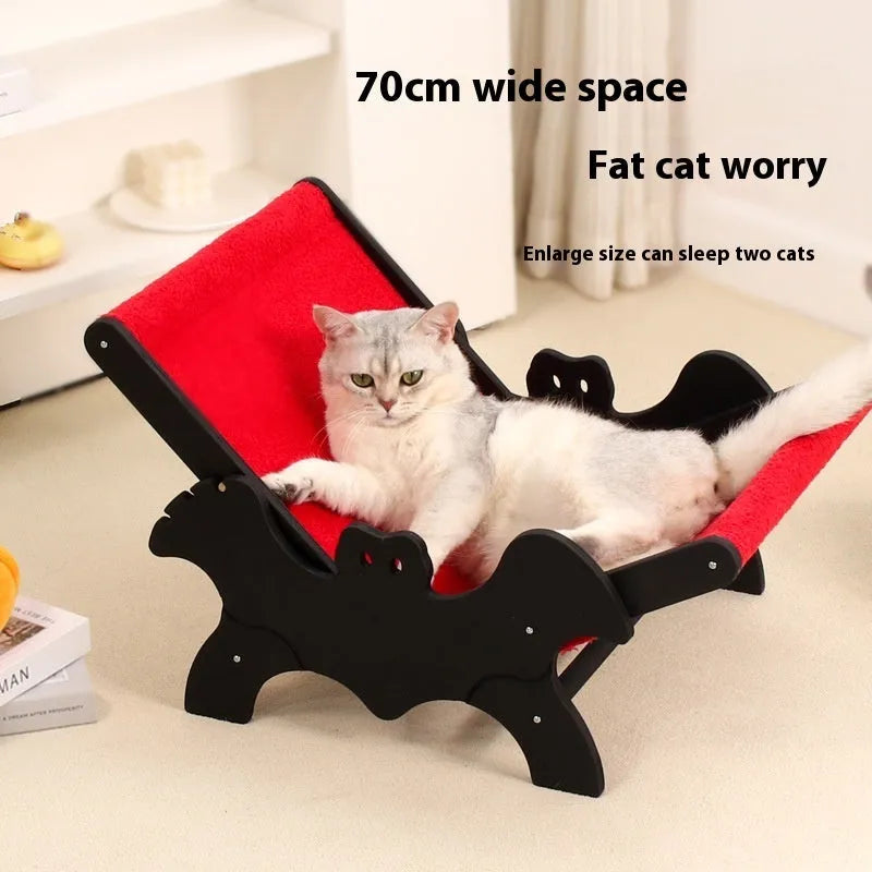 Black and red solid wood cat recliner lounge chair, product code MW-054.