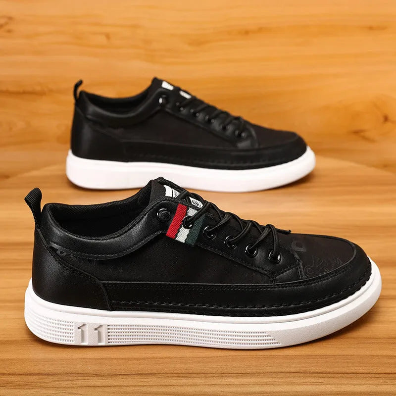 Men's high-cut casual sneakers in black, grey, or green with round toe and PVC sole