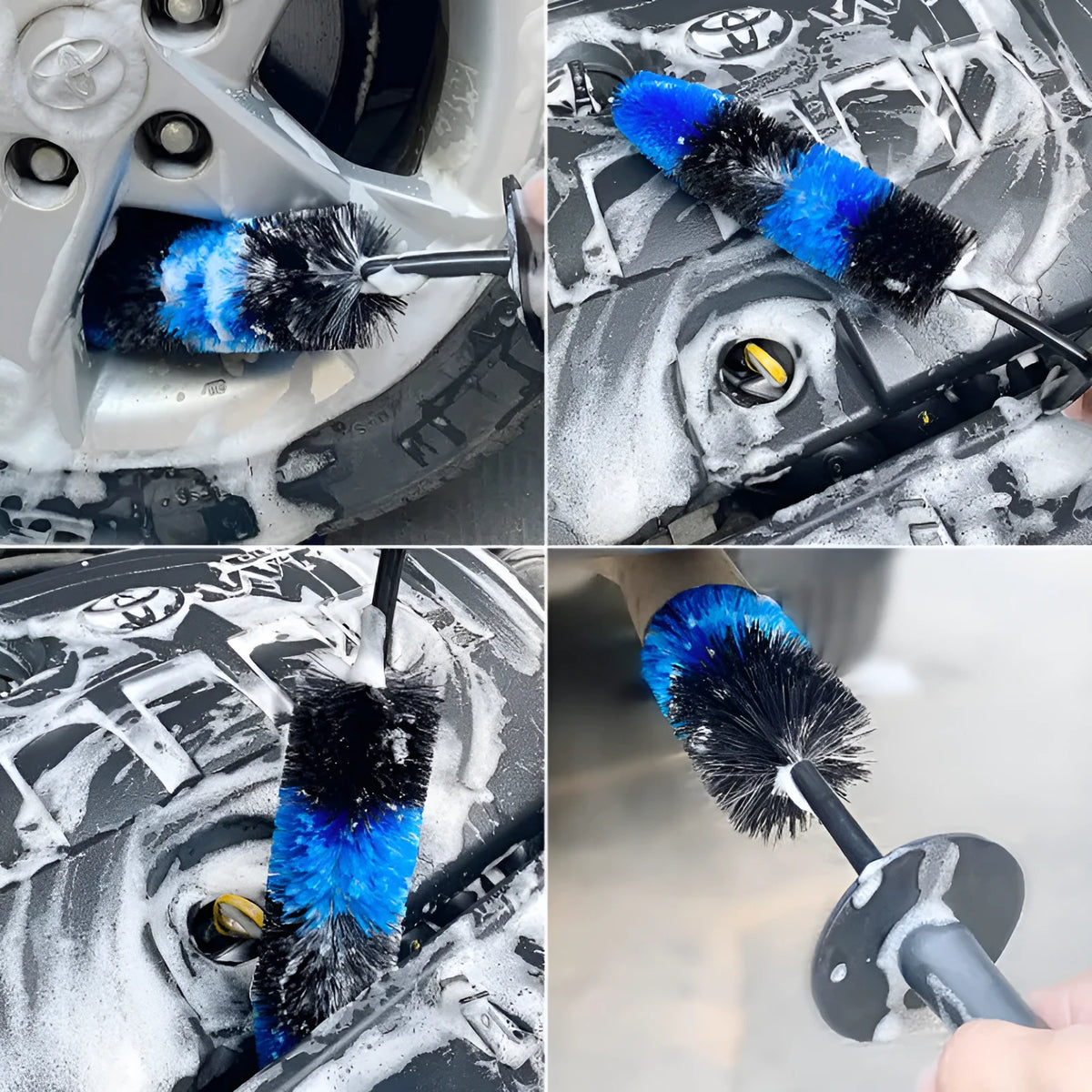 Blue car cleaning brush for wheel hub, tire, and engine compartment, 45cm 42cm 36cm sizes
