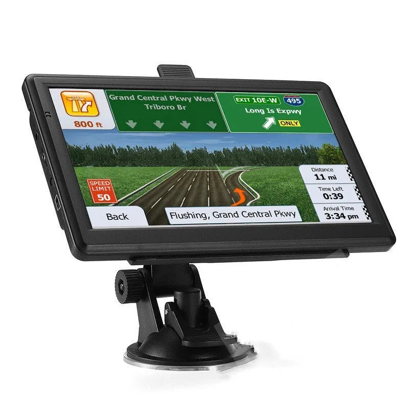 7 inch portable GPS navigation device with touch screen and mounting bracket for vehicle use