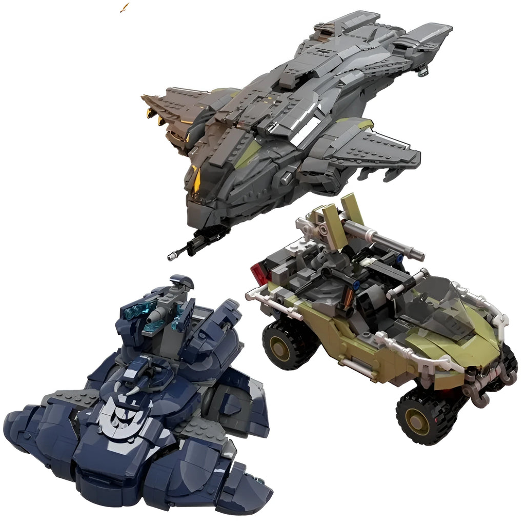 Creative small particle plastic building blocks toy assembly of a space tank spacecraft