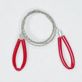 Portable survival wire saw with leather case showing black and red colour options