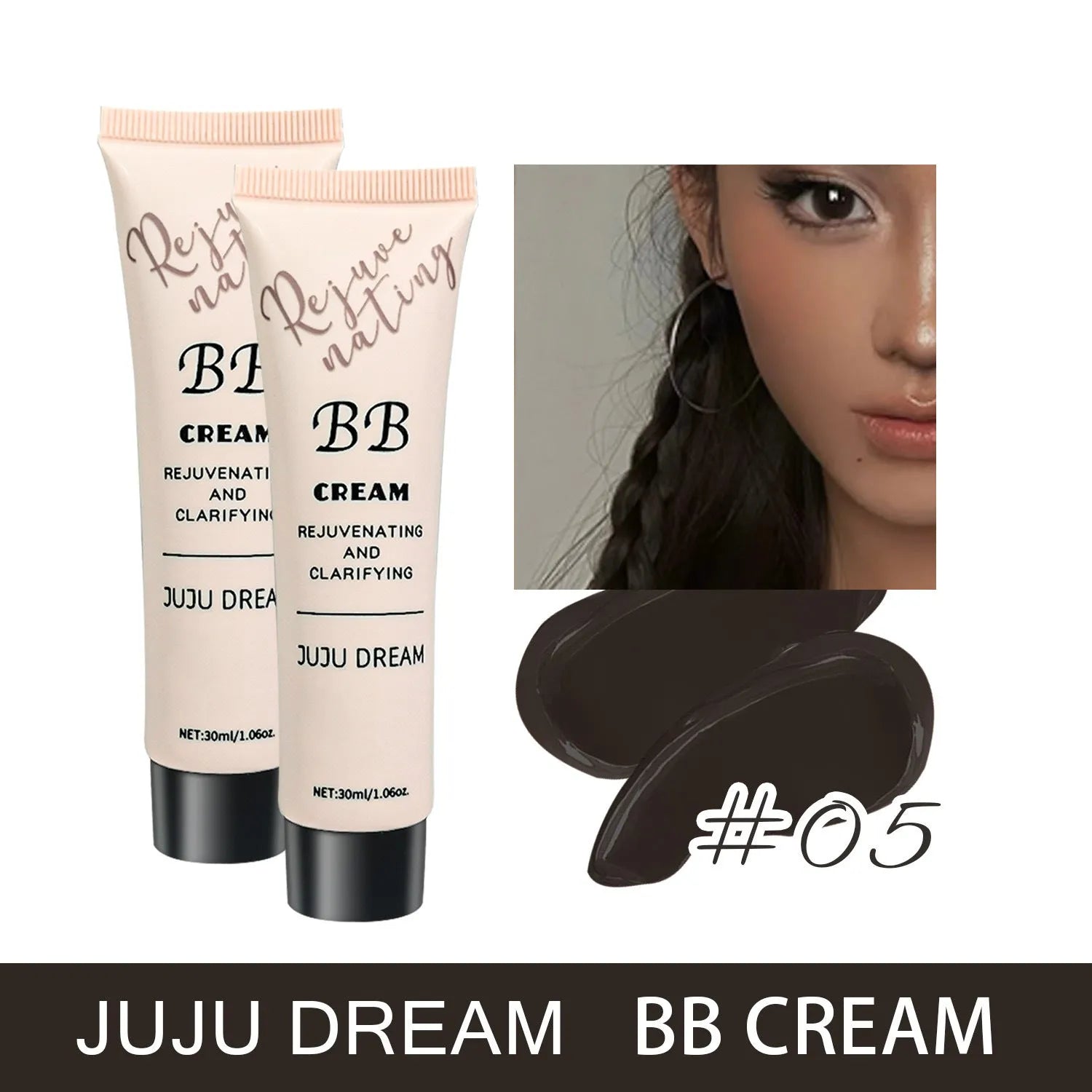 Brightening skin colour BB cream 30ml in five shades with waterproof smear-proof formula