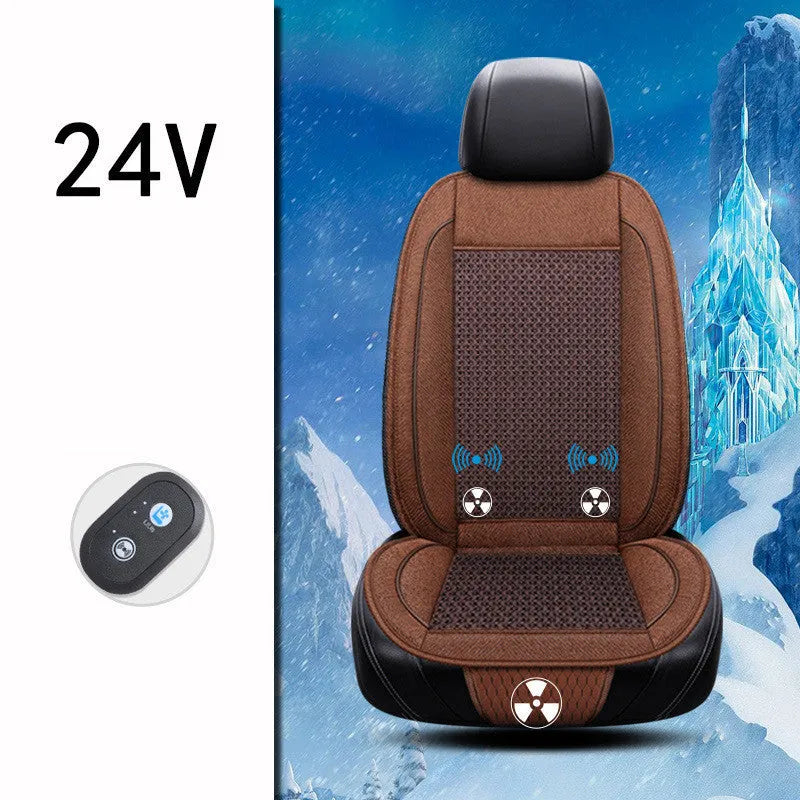 Black car ventilation seat cushion with air circulation system measuring 60x60cm