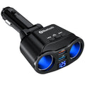 Car Bluetooth and FM transmitter MP3 player plugged into a car cigarette lighter socket.