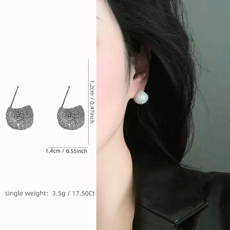 Little golden beans ear clip earrings with full diamond geometric droplet design