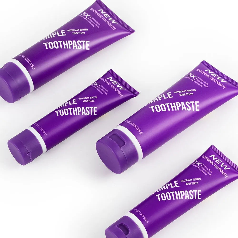 Purple whitening toothpaste in 120g tube for adult yellow stain removal