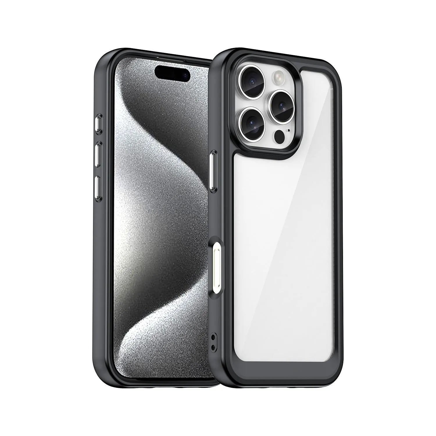 Plastic transparent backboard protective cover for Apple iPhone in PC TPU material, anti-fall phone case with clear design