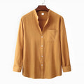 Men's slim fit cotton blend long sleeve shirt in brown colour showing front view