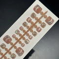 Nude cat eye toenail wear with hand-applied white diamond studs in a smiling pattern, 42 pieces in sizes S M L