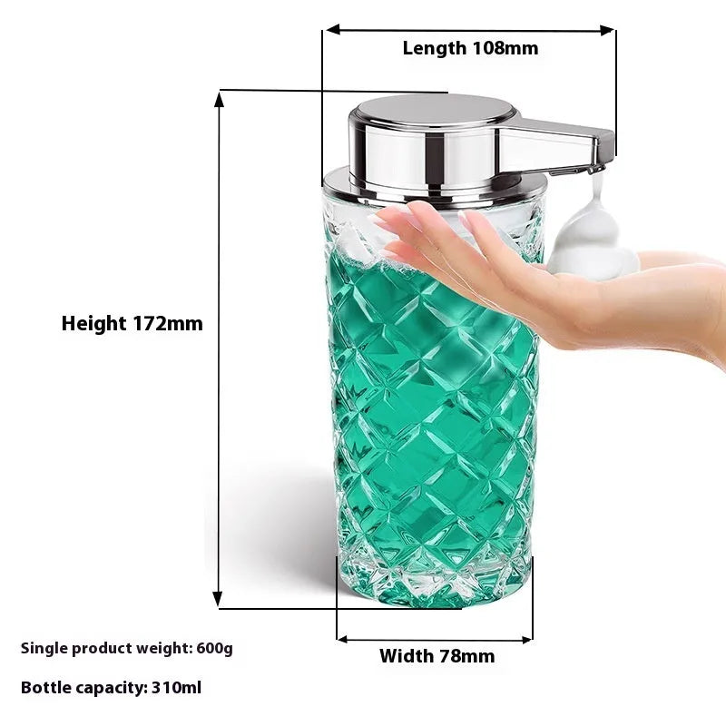 Automatic soap dispenser with silver finish and Type-C charging port