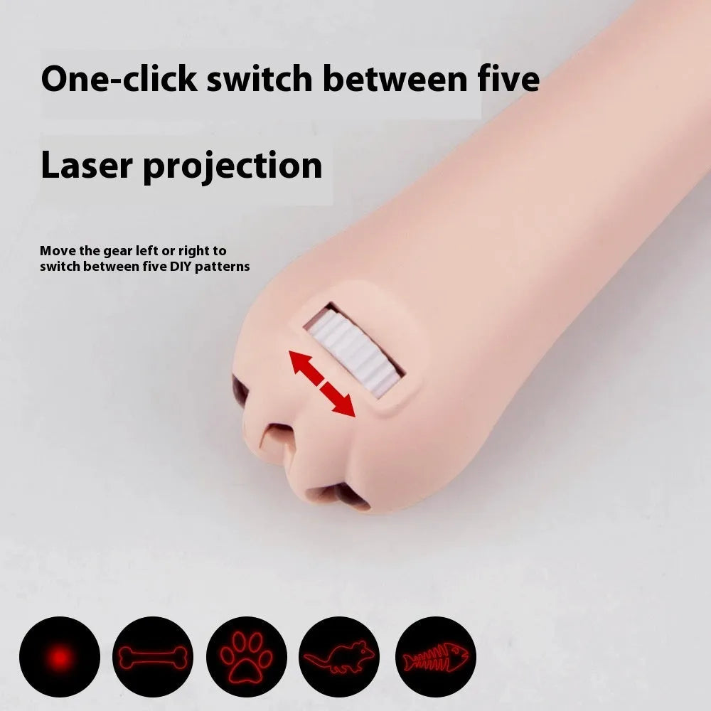 Infrared charging cat teasing stick toy with laser patterns in blue, pink, purple or white colour options