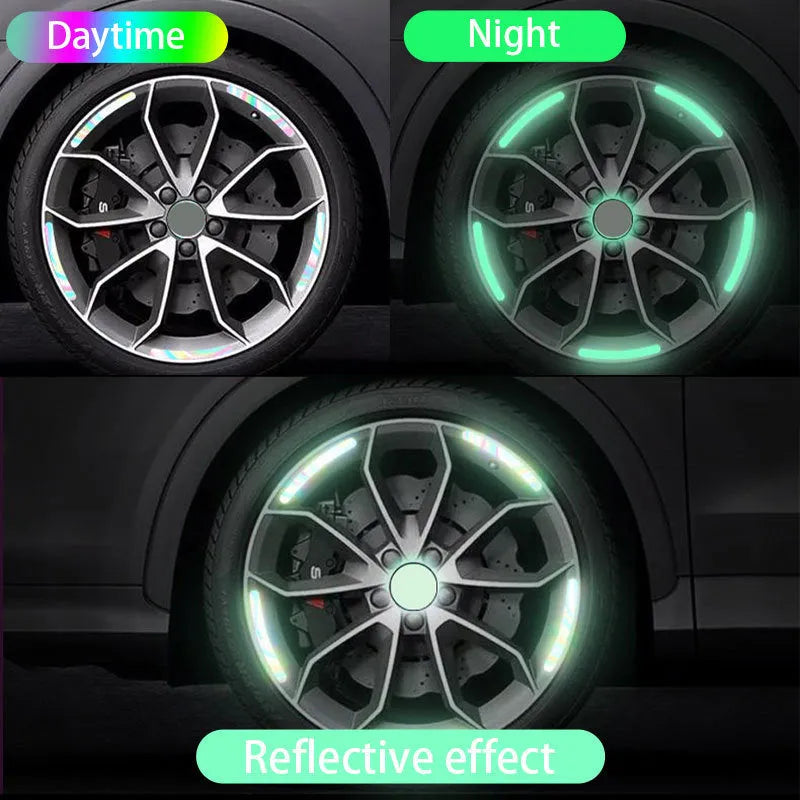 Blue self-adhesive reflective car strip sticker 9cm x 0.7cm for body, hub or electric vehicle