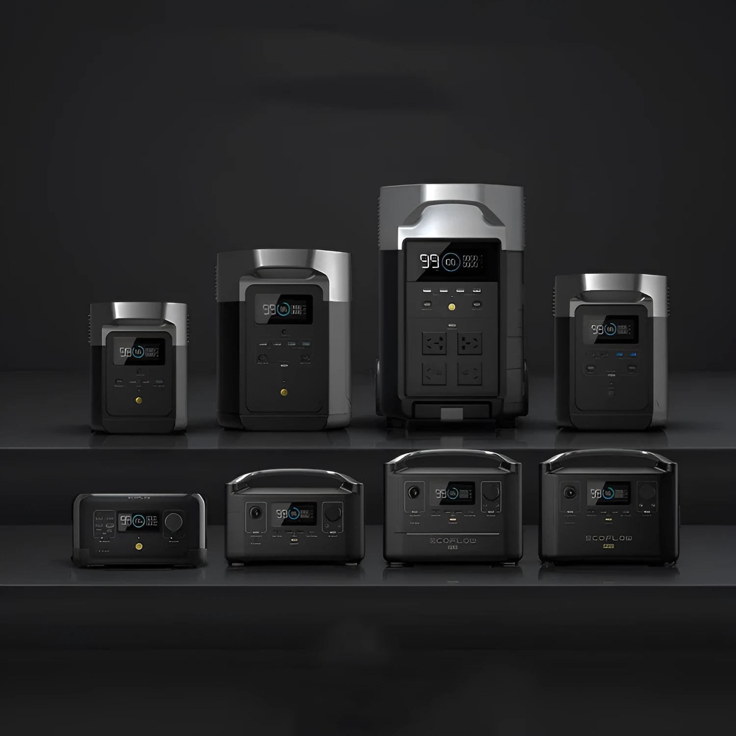 Rui Pro 720Wh portable power station with LCD display and multiple output ports on front panel.