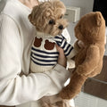 Ins Korean warm pet knitted sweater in navy blue stripes, wool, sizes S to XL