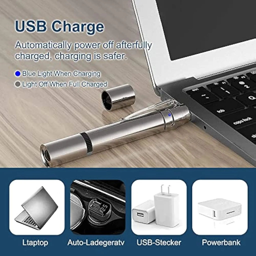 Silver aluminium cat laser pointer toy showing light patterns including red dot and mouse shape