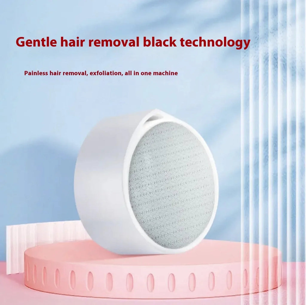 White and blue nano glass epilator and foot grinder device on a plain background
