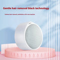 White and blue nano glass epilator and foot grinder device on a plain background