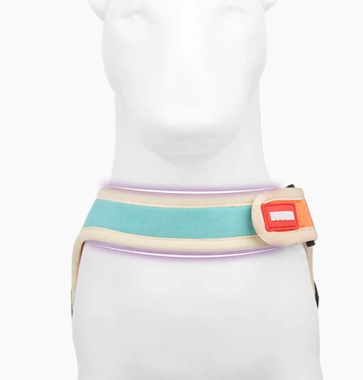 Suede dog harness adjustable chest strap in blue, dark blue, grey, red, sizes S to XL