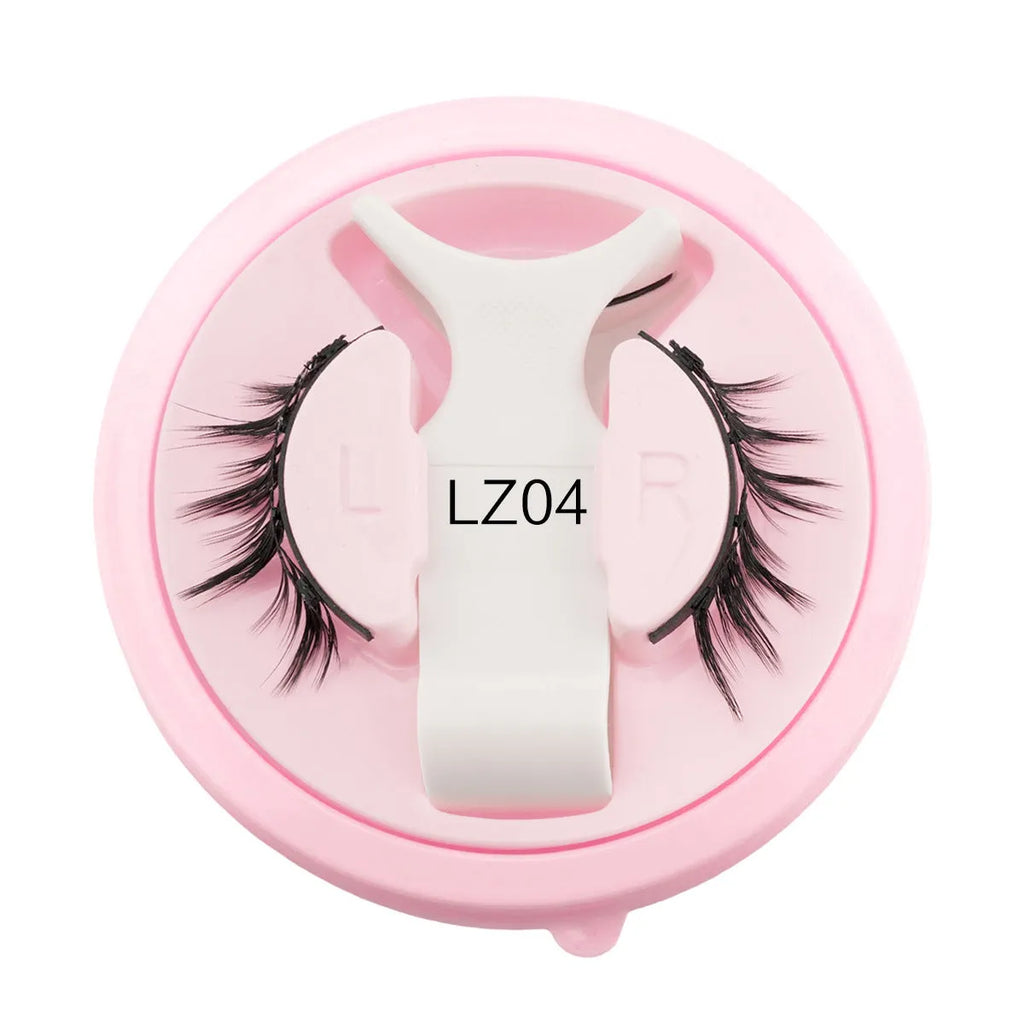 Glue-free reusable waterproof false eyelashes in thick artificial fibre, showing multiple style options.