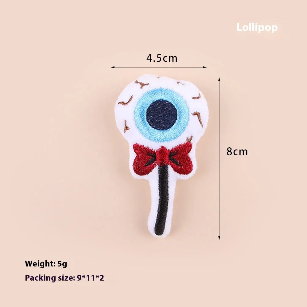 Small handheld cat teaser wand with plush candy design toy head for interactive play